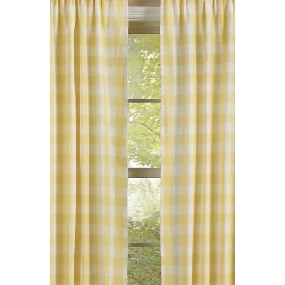 Park Designs Wicklow Yellow Drapes 2 Panel 84” X 72” Primitive Curtains New Tie